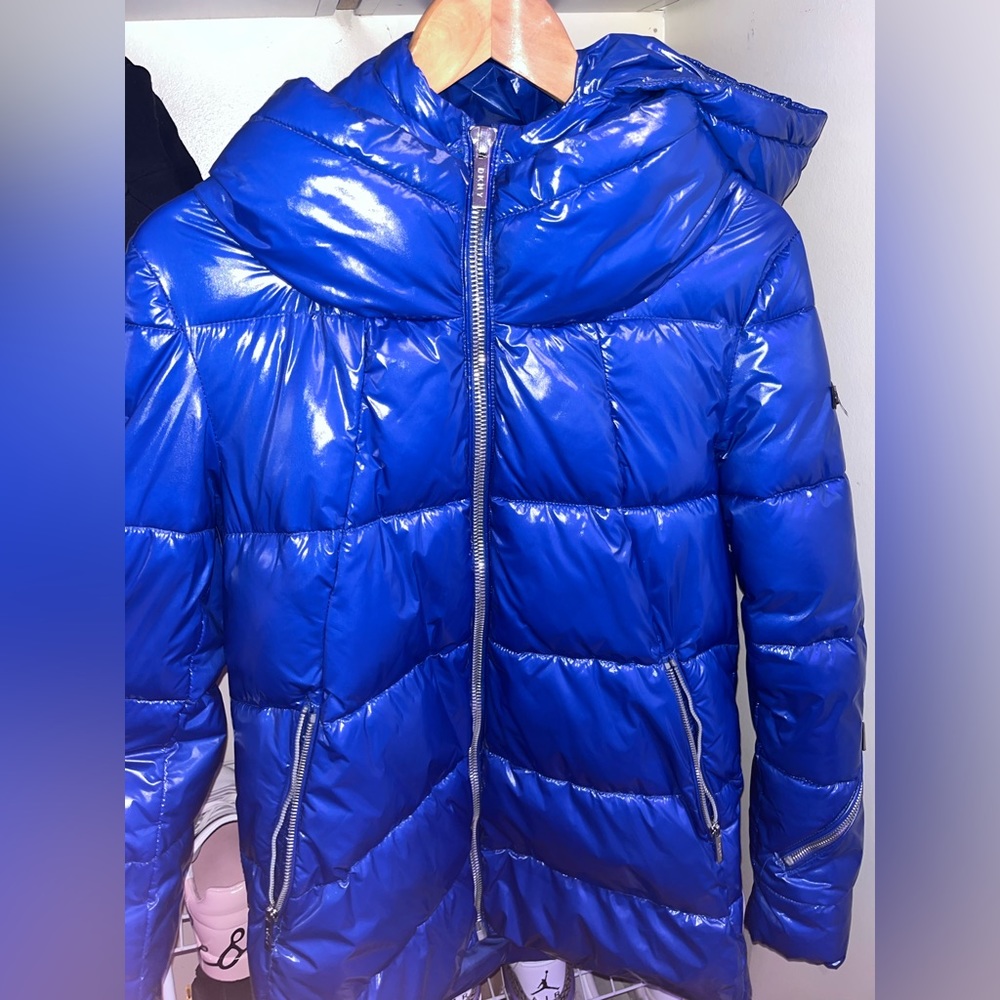 Blue glossy Jacket by DKNY